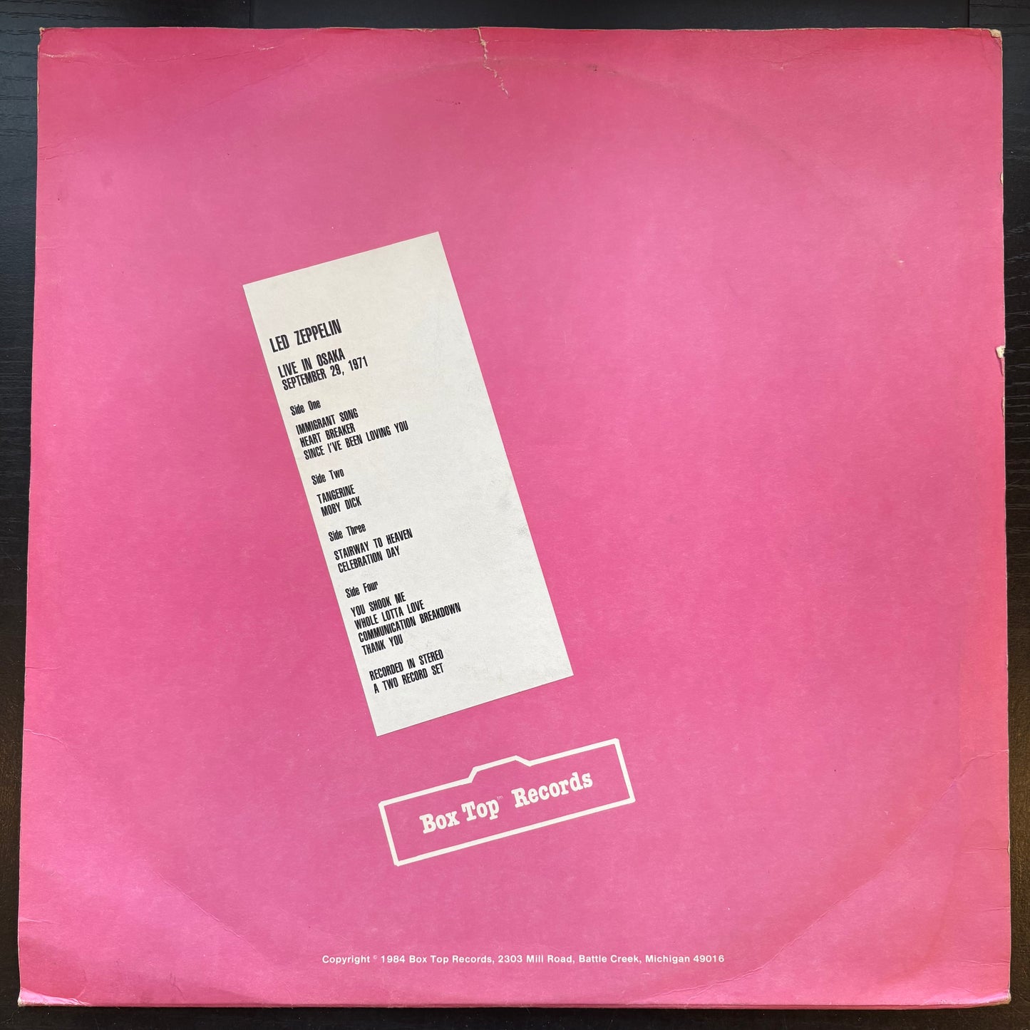 Led Zeppelin, "Live in Osaka" (2LP) [VG Used]