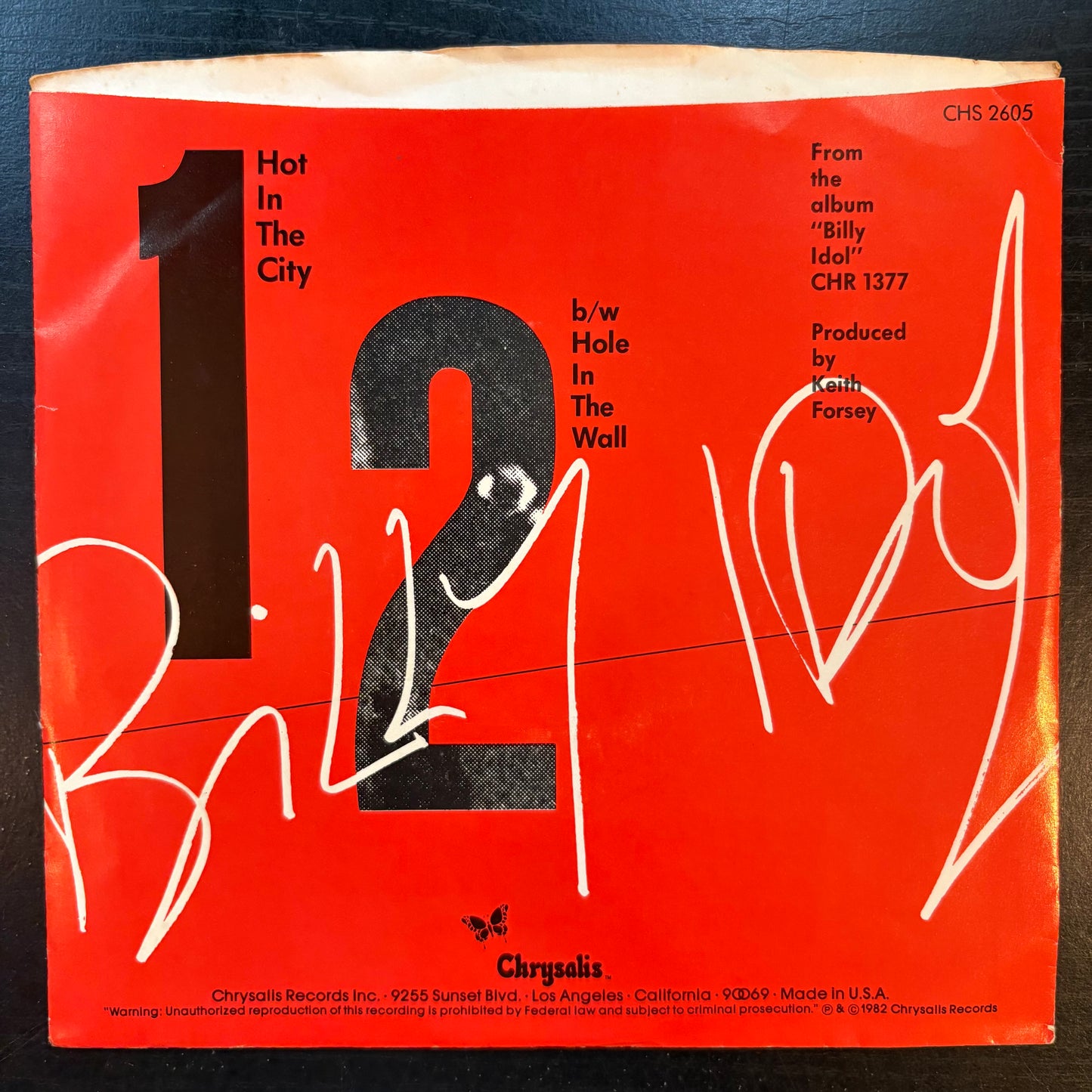 Billy Idol, "Hot in the City" (7") (Promo) [VG+ Used]
