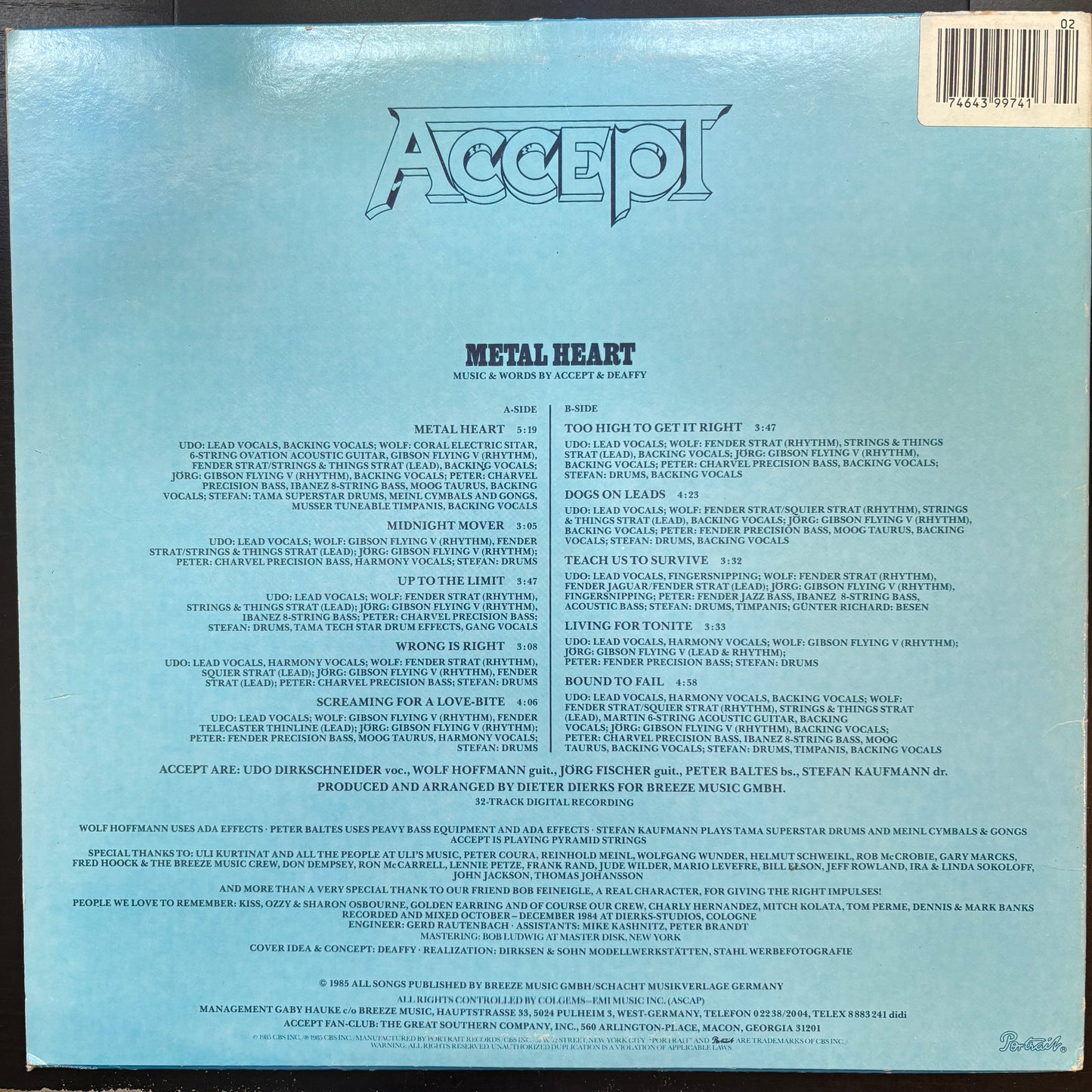 Accept, "Metal Heart" [VG Used]