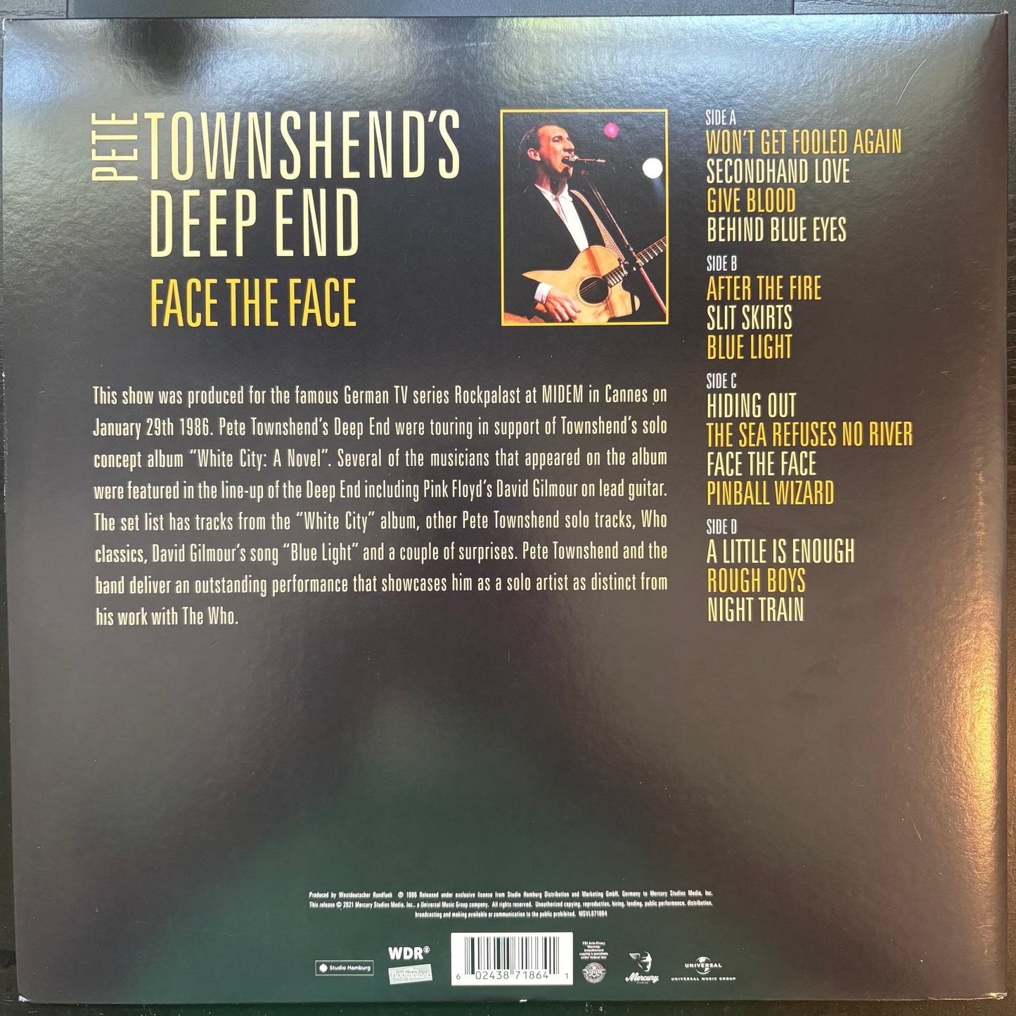 Pete Townshend's Deep End, "Face to Face" (2LP) (Yellow Vinyl) [VG Used]