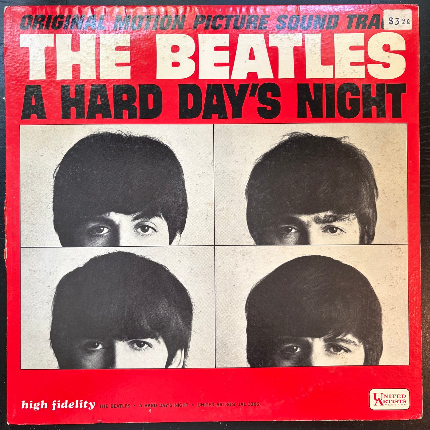 Beatles, "A Hard Day's Night (Soundtrack)" (LP) (Mono) [VG- Used]
