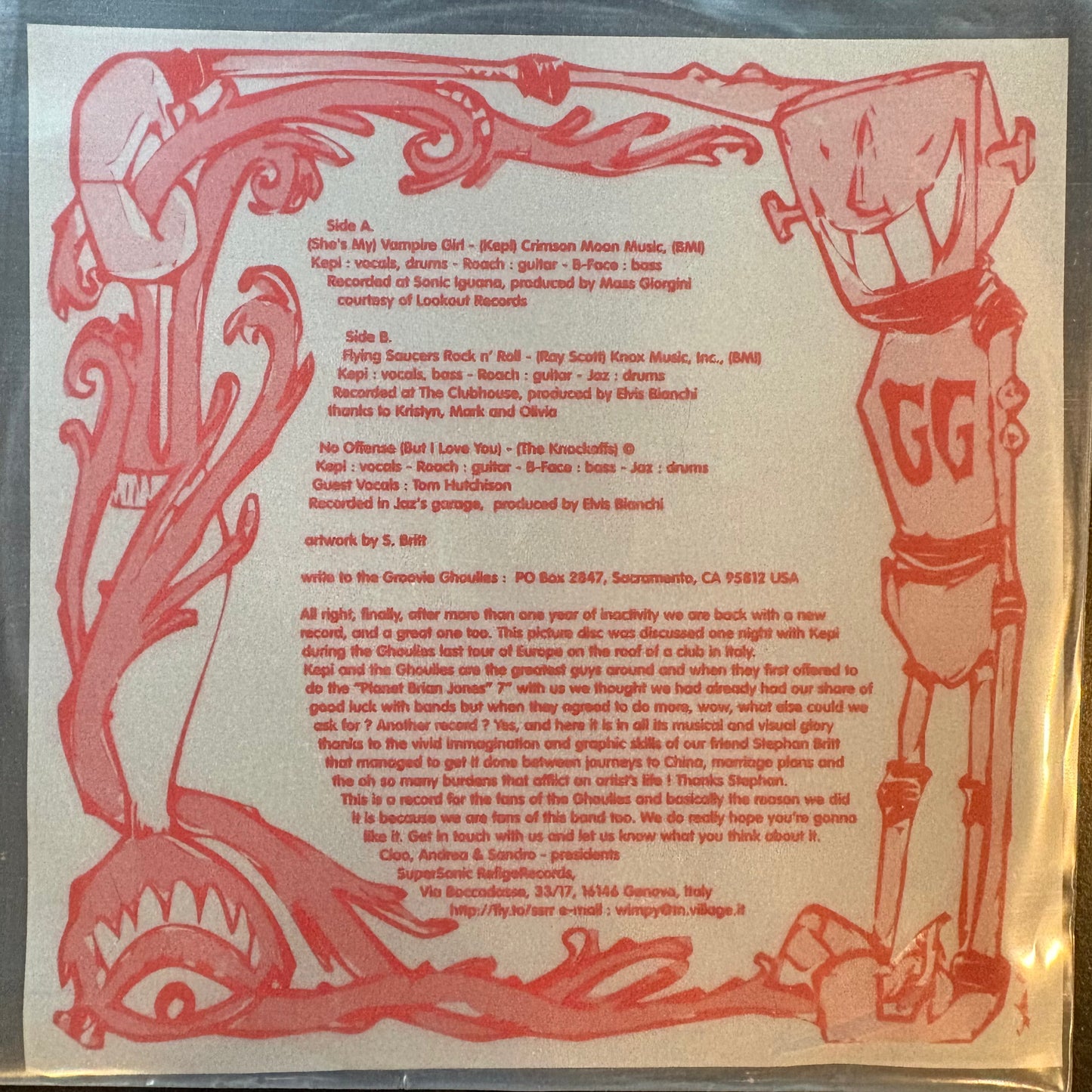 Groovie Ghoulies, (She's My) Vampire Girl" (7") (Picture Disc) [VG+ Used]