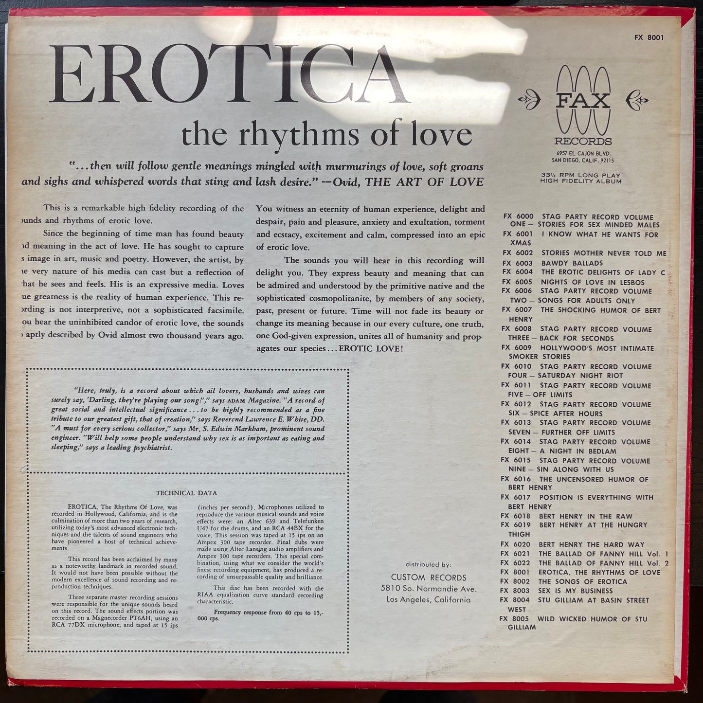 "Erotica: The Rhythms of Love" [VG- Used]