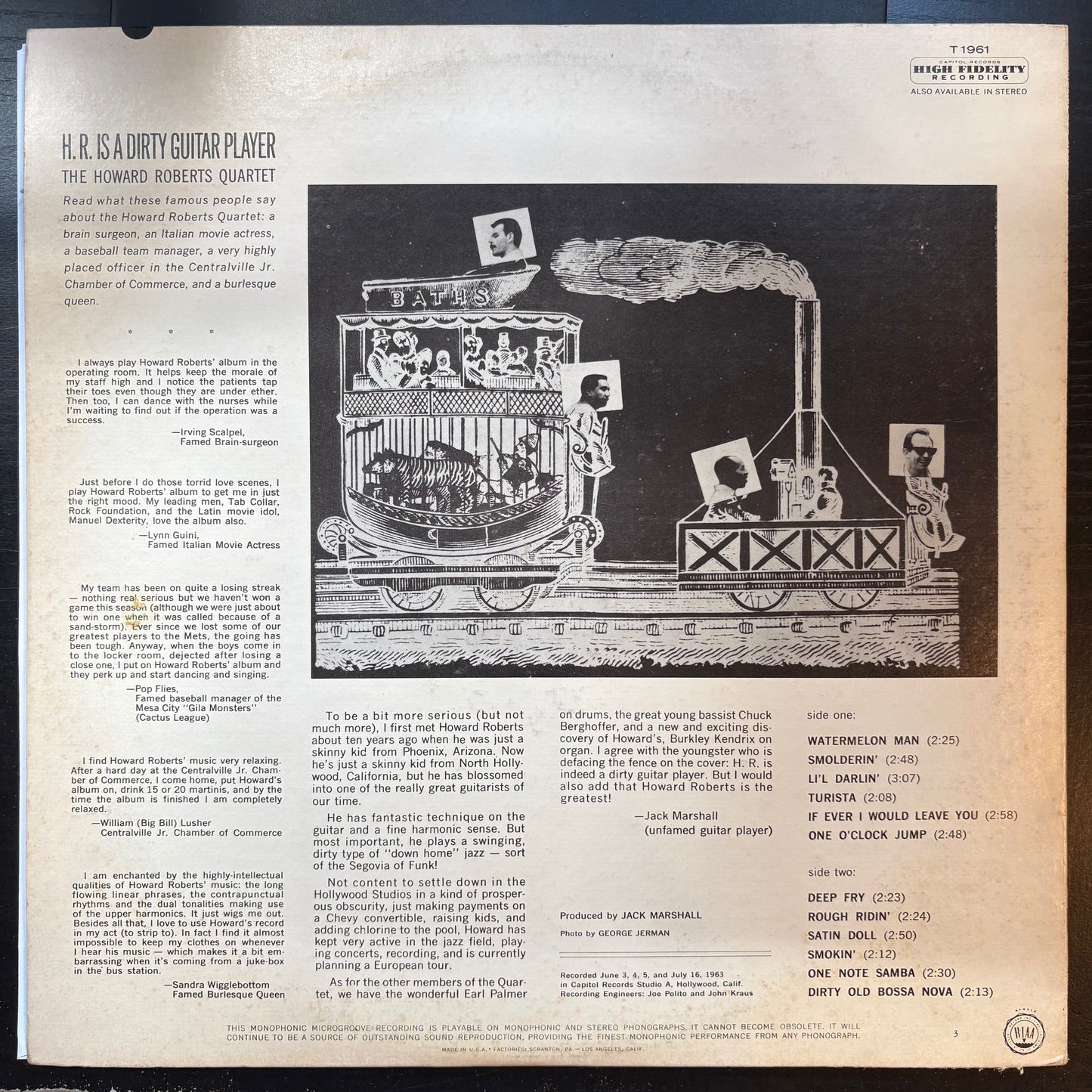 Howard Roberts Quartet, "H.R. Is a Dirty Guitar Player" (LP) (Mono) [VG- Used]