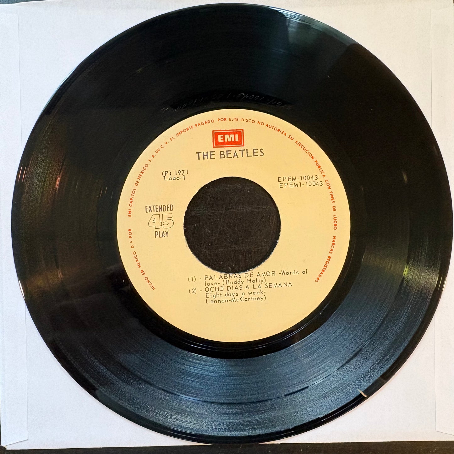 Beatles, "Palabras De Amor" (7" EP) (Mexico) [VG+ Used]