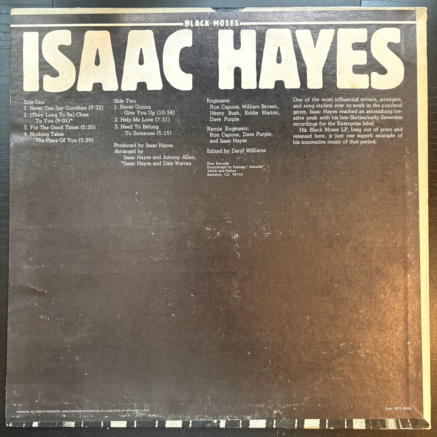 Isaac Hayes, "Black Moses" (LP) [VG Used]