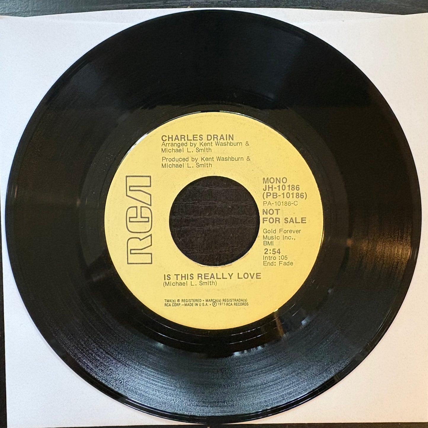 Charles Drain, "Is This Really Love" (Promo 7") [VG Used]