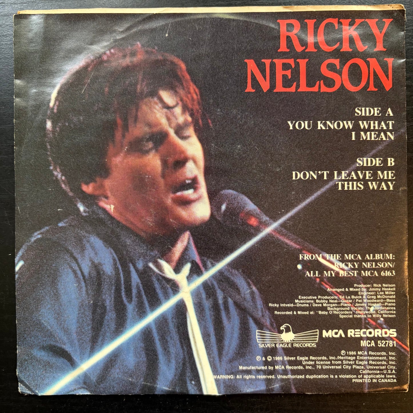 Ricky Nelson, "You Know What I Mean" (7") [VG Used]