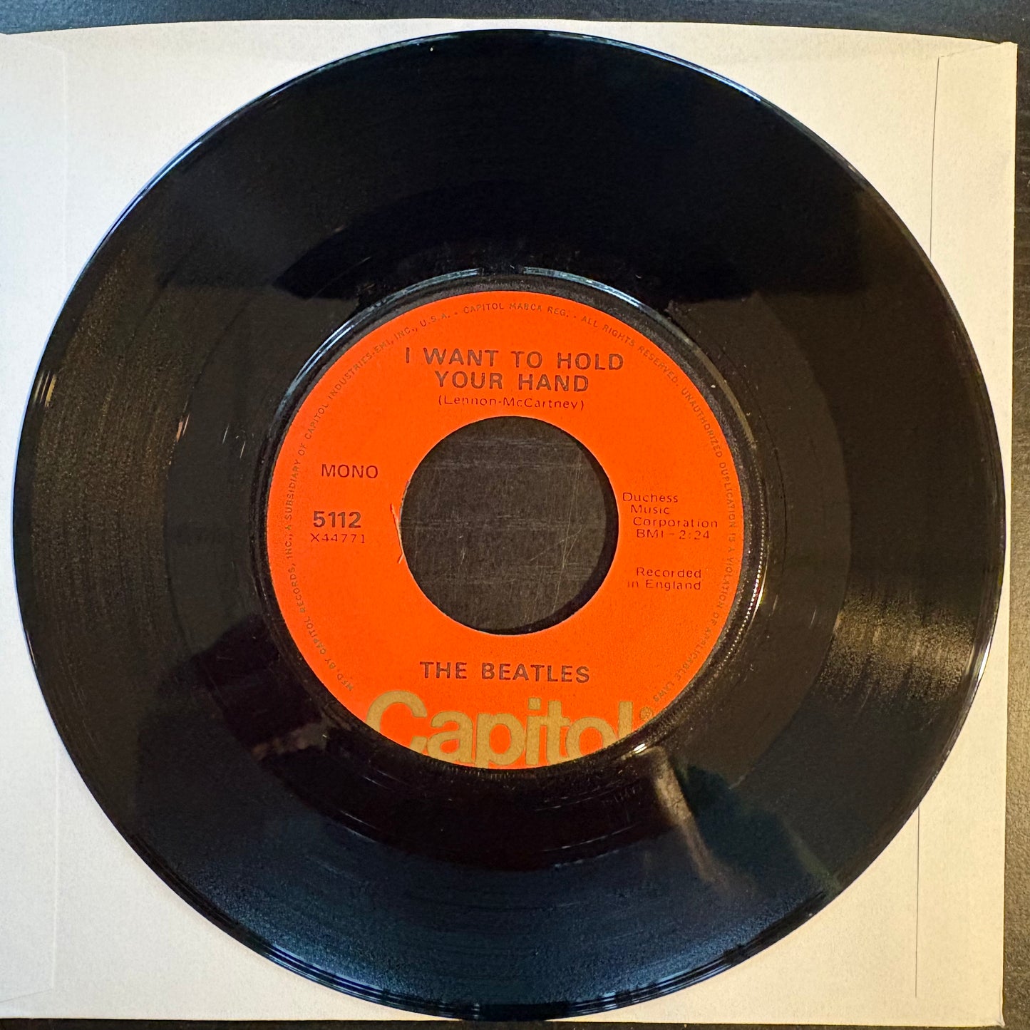 Beatles, "I Want to Hold Your Hand" (7") (Mono) [VG+ Used]