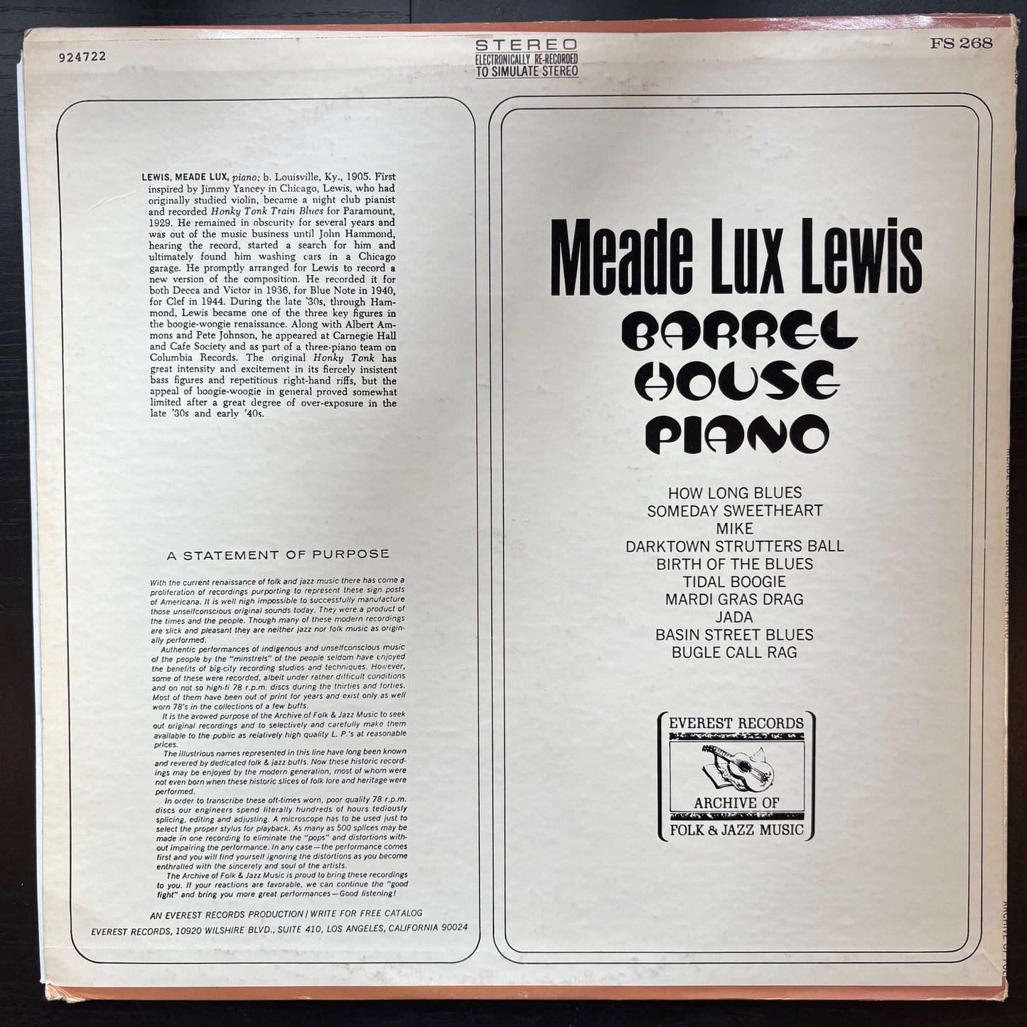 Meade Lux Lewis, "Barrel House Piano" [VG+ Used]