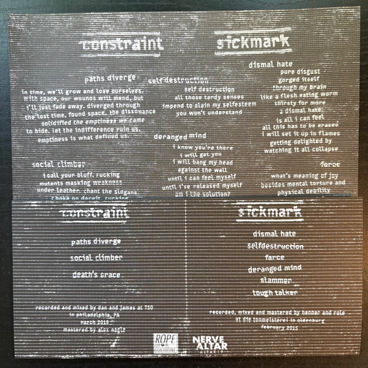 Constraint / Sickmark, "Split" (7" EP) [VG Used]
