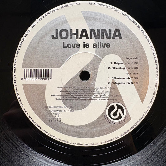 Johanna, "Love Is Alive" (12") [VG Used]