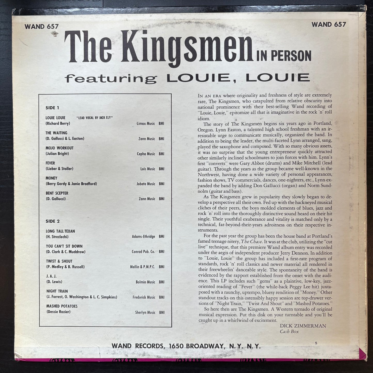 Kingsmen, "In Person" [EX Used]