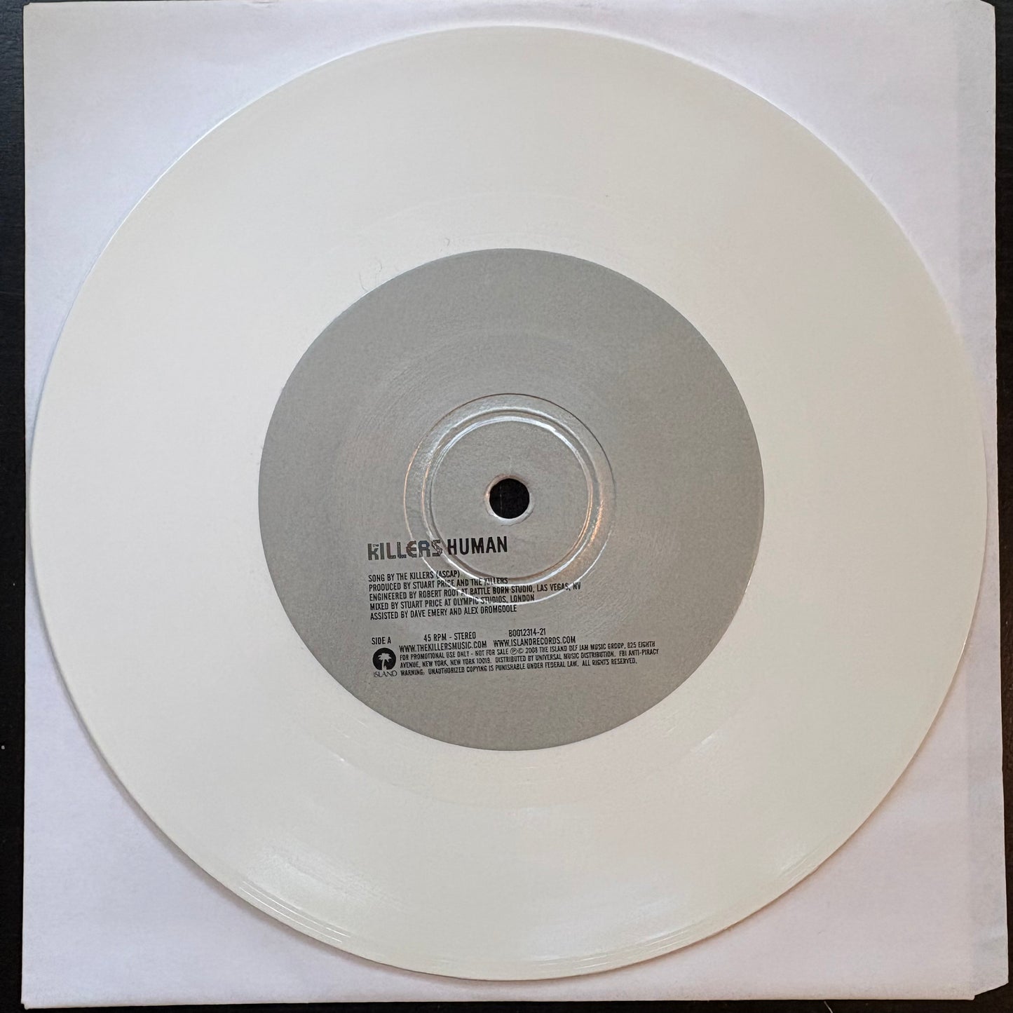 Killers, "Human" (7") (White Vinyl) [VG+ Used]
