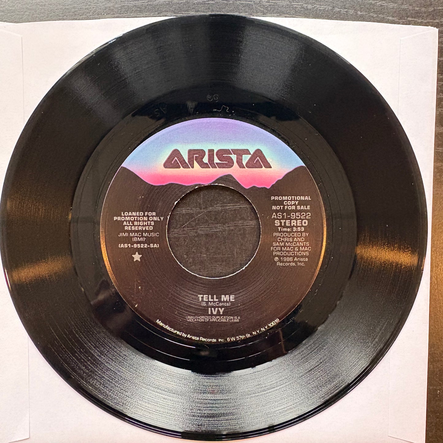 Ivy, "Tell Me" (Promo 7") [VG Used]