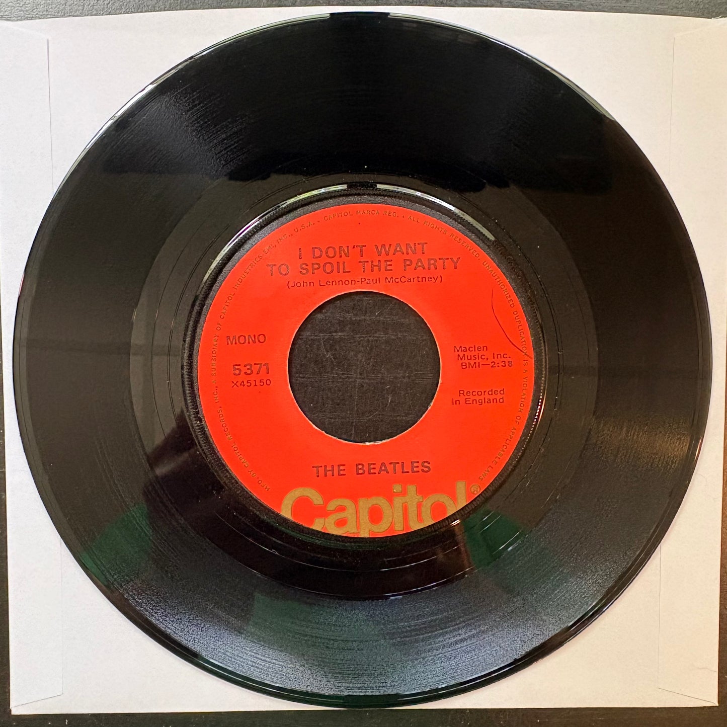 Beatles, "Eight Days a Week" (7") (Mono) [VG+ Used]