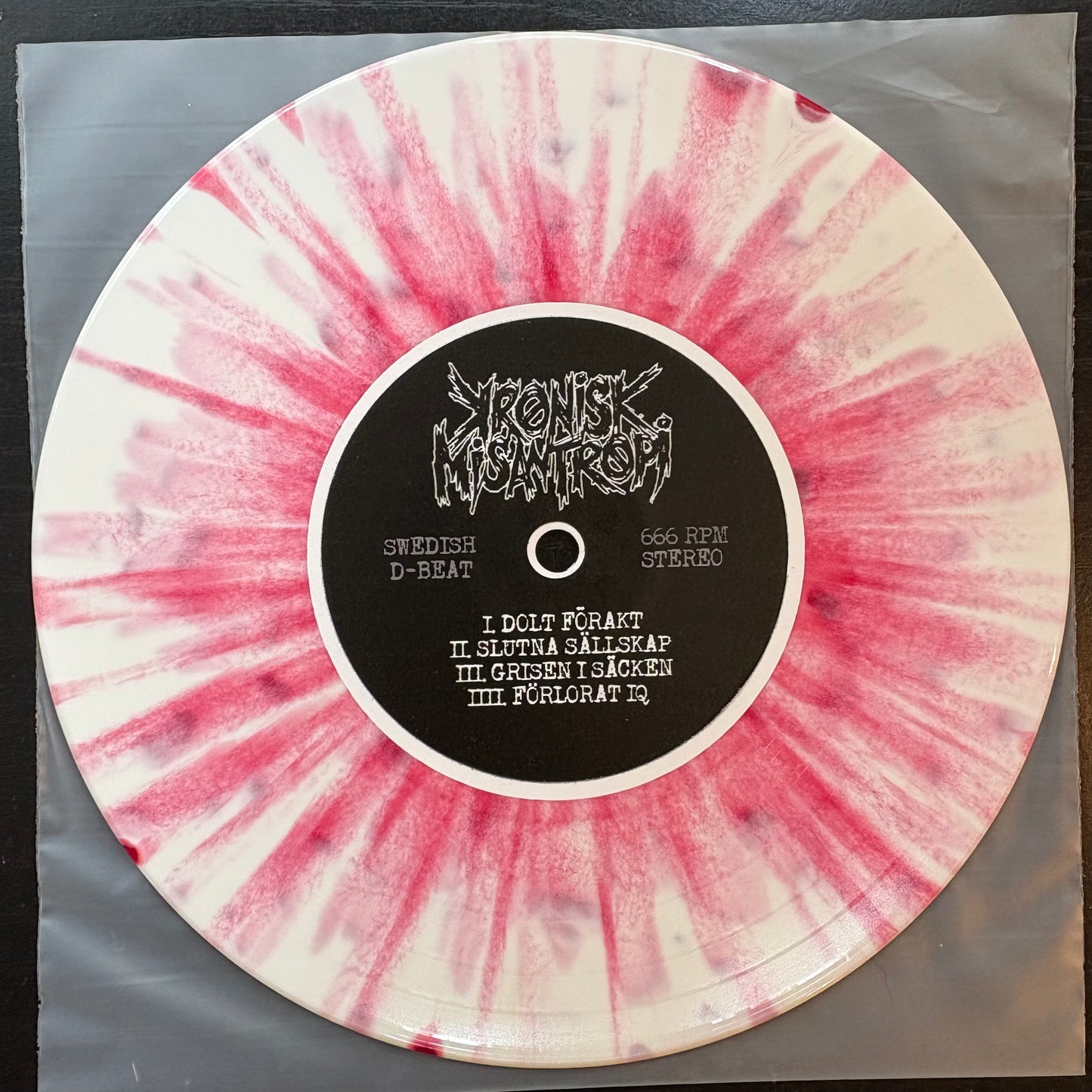 Kronisk Misantropi / Waarface, "Split" (7") (White With Red Splatter Vinyl) [VG Used]