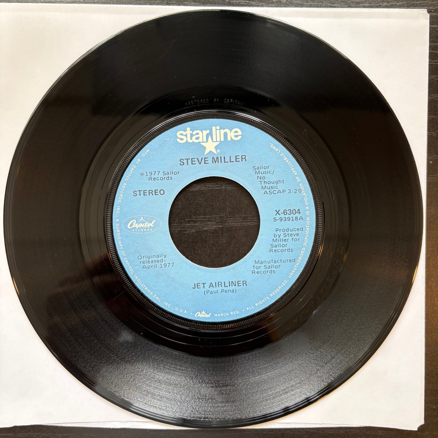 Steve Miller, "Jet Airliner" (7") [VG+ Used]