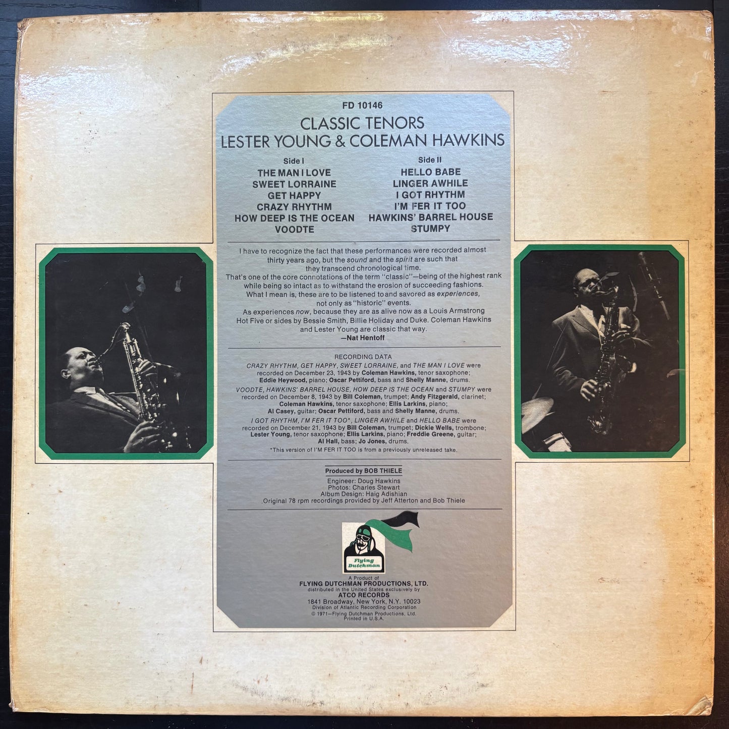 Lester Young & Coleman Hawkins, "Classic Tenors" (Promo) [VG+ Used]