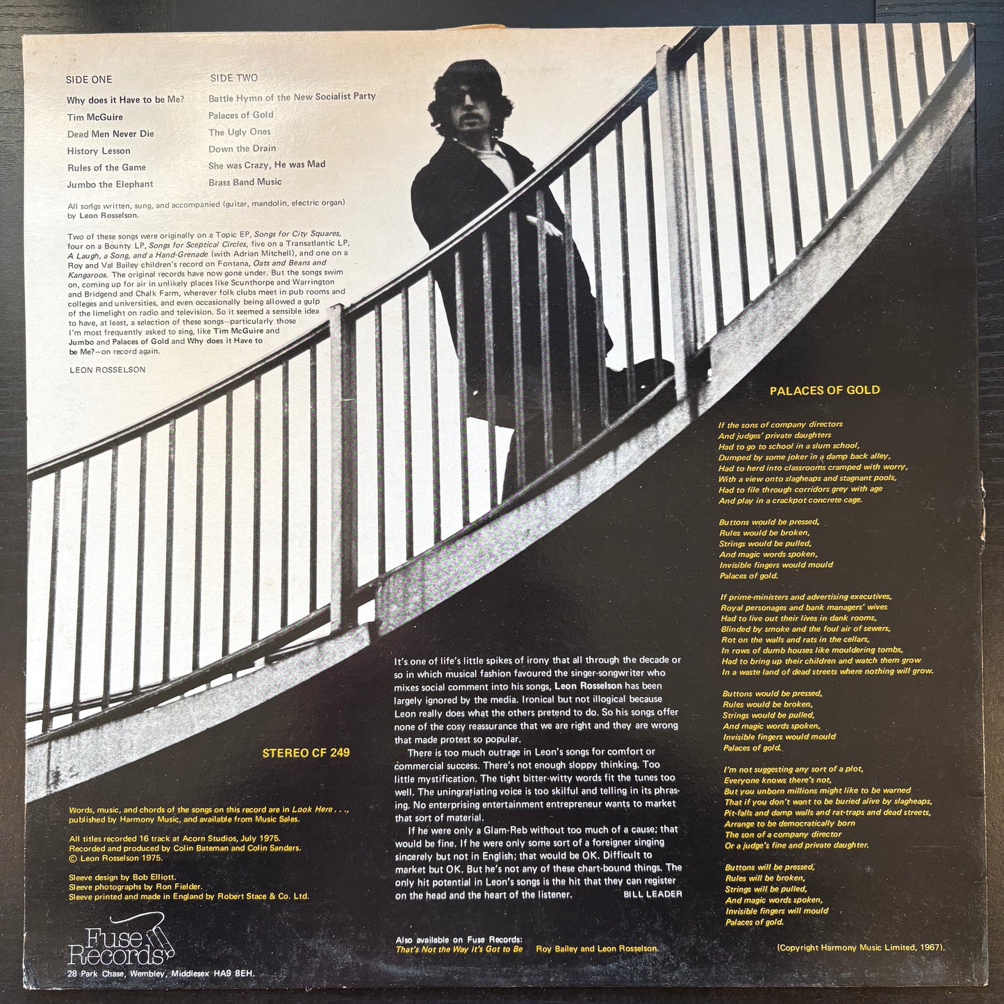 Leon Rosselson, "Palaces of Gold" [VG Used]