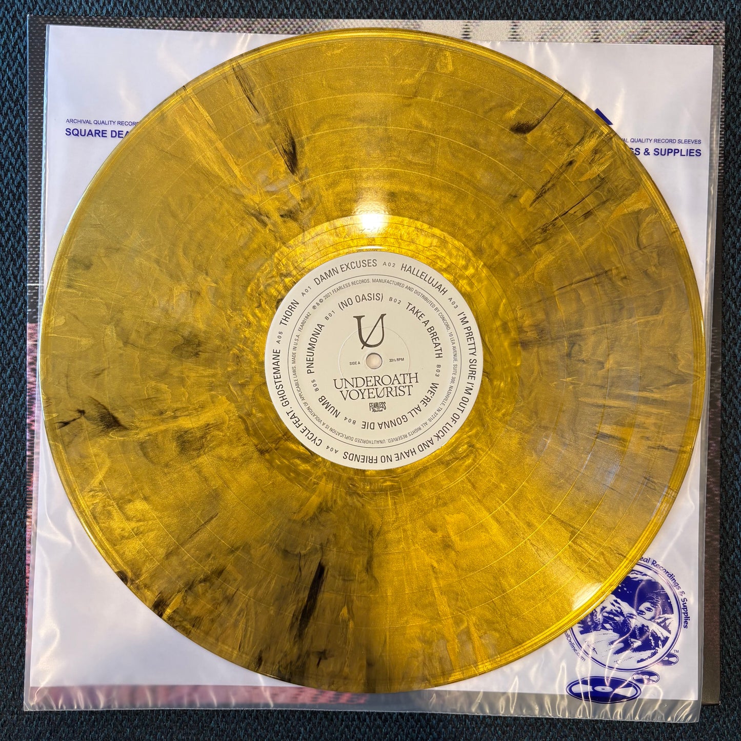 Underoath, "Voyeurist" (Metallic Gold with Black Vinyl) [NM Used]