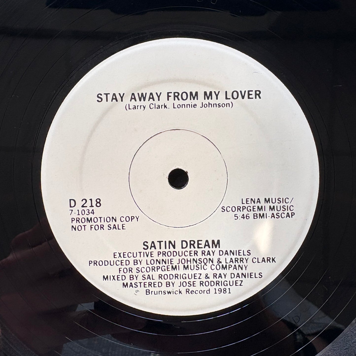Satin Dream, "Stay Away From My Lover" (Promo 12") [VG Used]