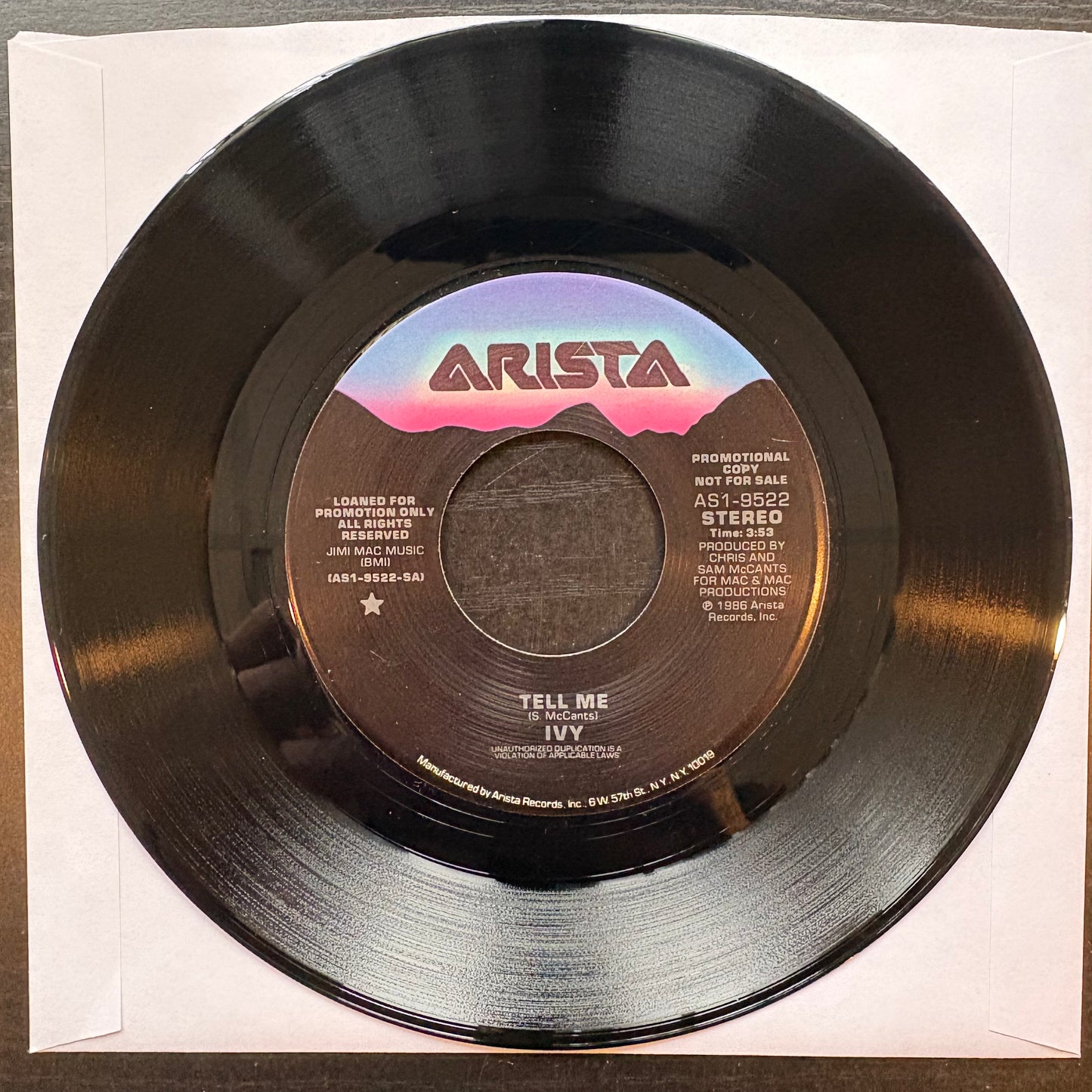 Ivy, "Tell Me" (Promo 7") [VG Used]