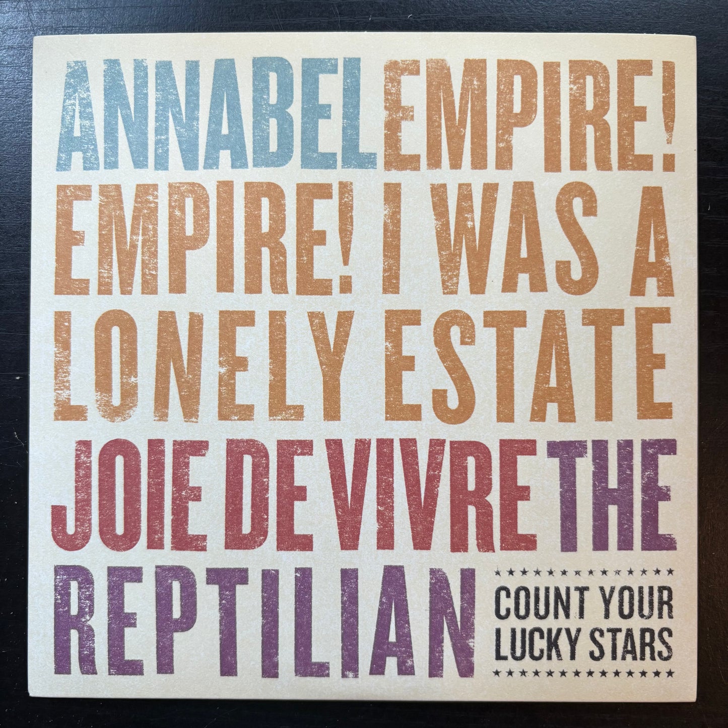 Annabel / Empire! Empire! (I Was a Lonely Estate) / Joie De Vivre / The Reptilian, "Four Way Split" (7" EP) (Clear with Blue, Purple & Yellow) [VG Used]