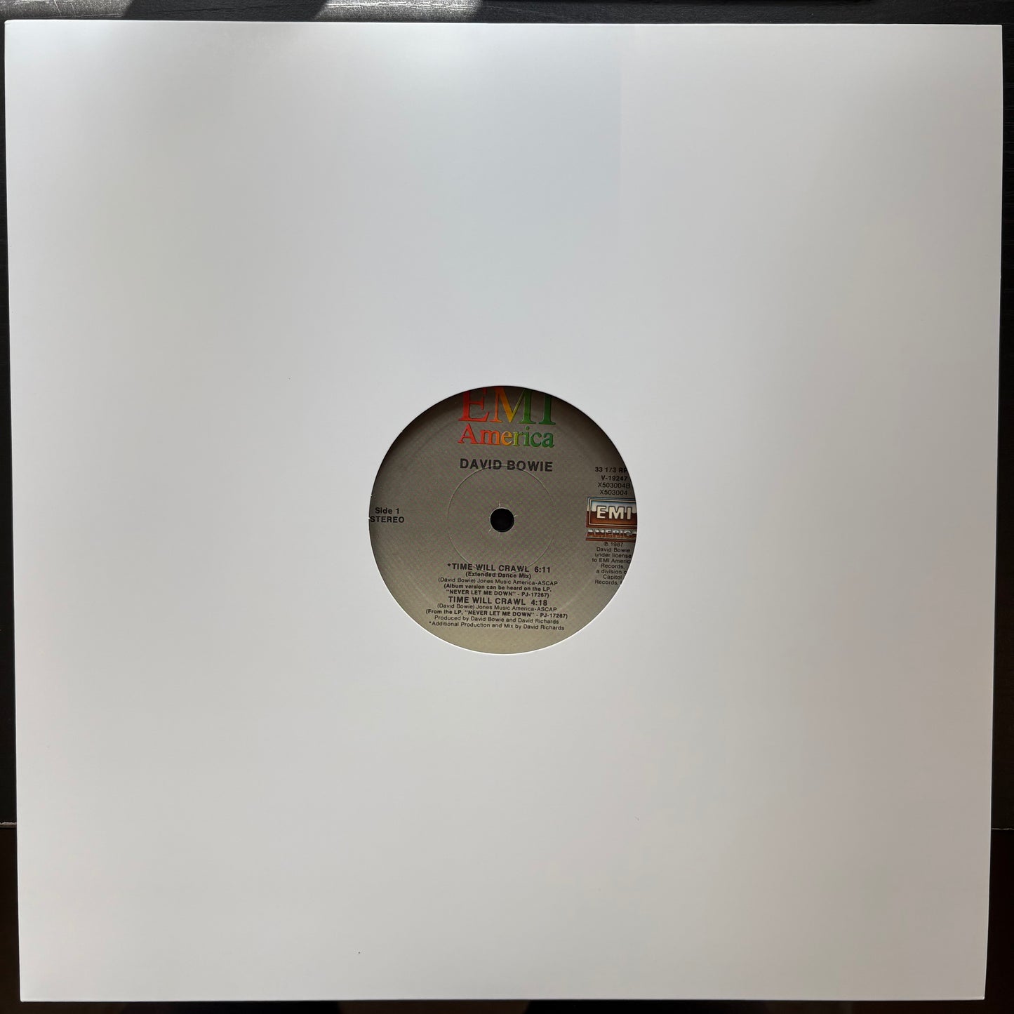 David Bowie, "Time Will Crawl (Extended Dance Mix)" (12") [VG+ Used]