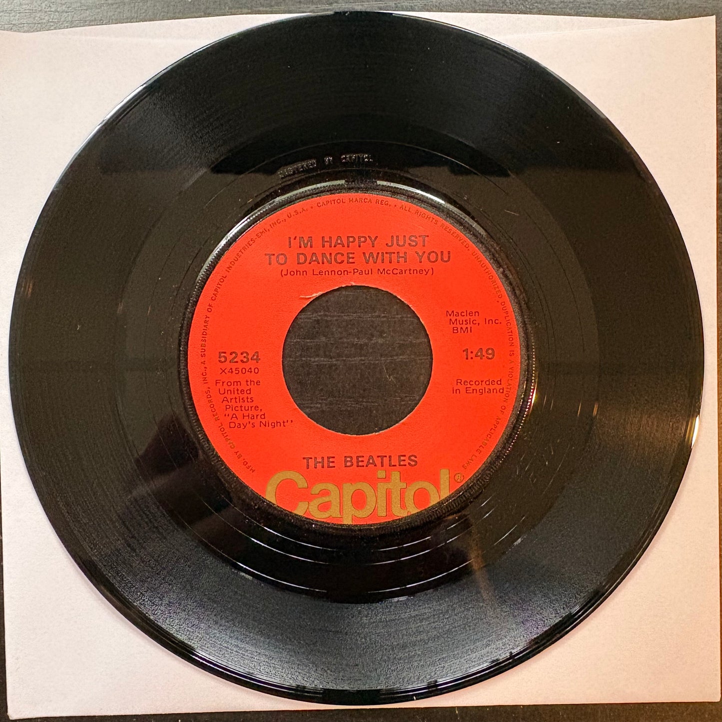 Beatles, "I'll Cry Instead" (7") [VG+ Used]