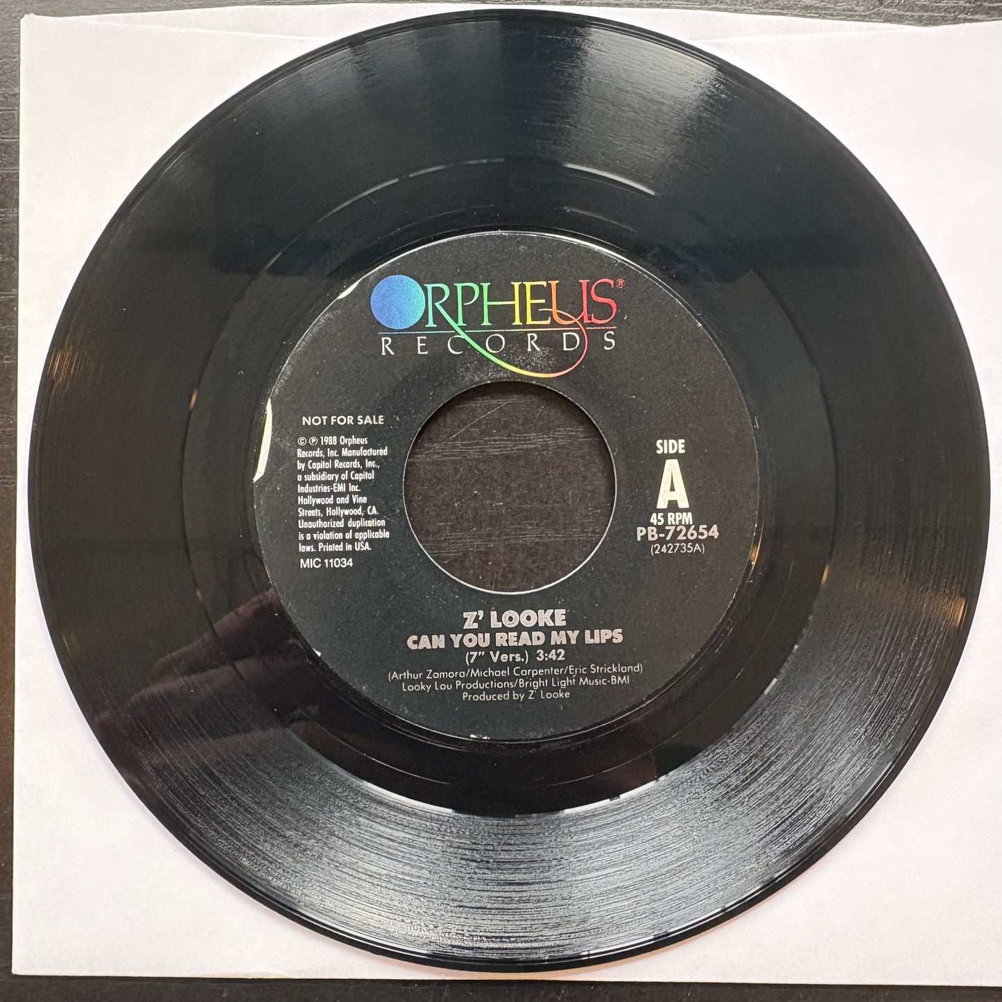 Z'Looke, "Can U Read My Lips" (Promo 7") [VG+ Used]