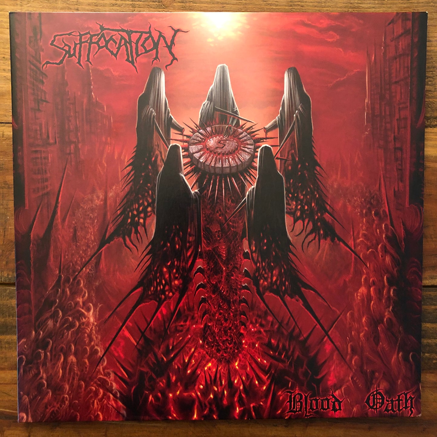 Suffocation, "Blood Oath" (Red & Black Corona Effect Vinyl) [Used]