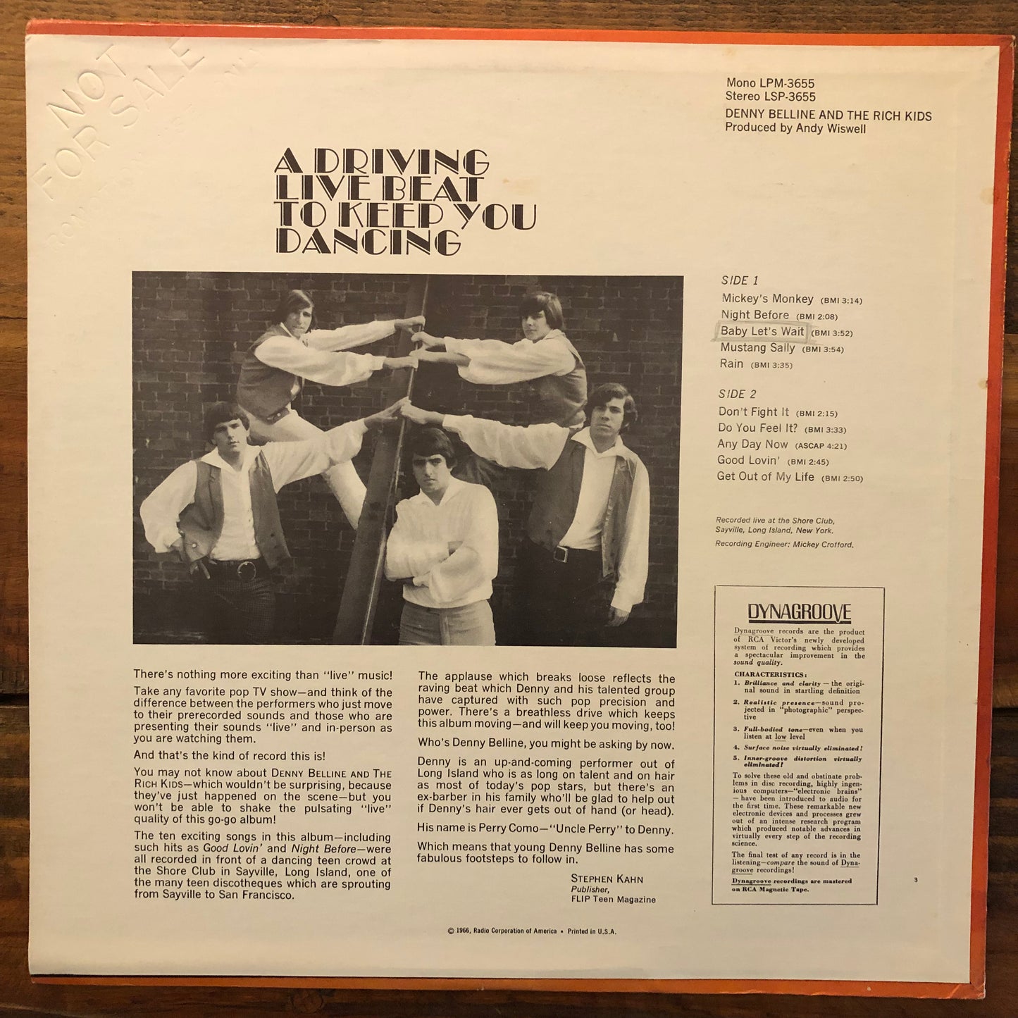 Denny Belline and The Rich Kids, "Denny Bellini and the Rich Kids" (Mono) [Used]