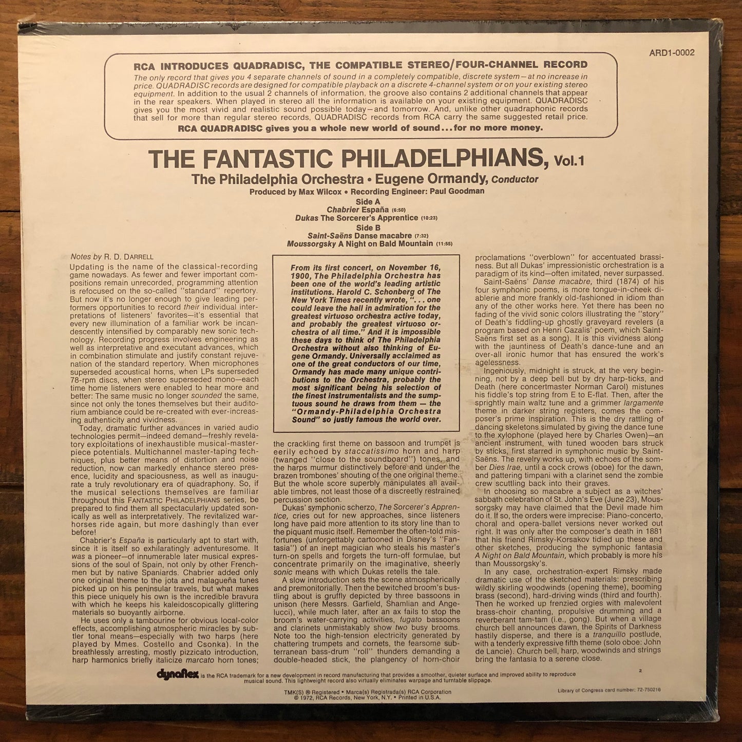 Eugene Ormandy & The Philadelphia Orchestra, "The Fantastic Philadelphians" (Sealed / Quadraphonic) [Used]