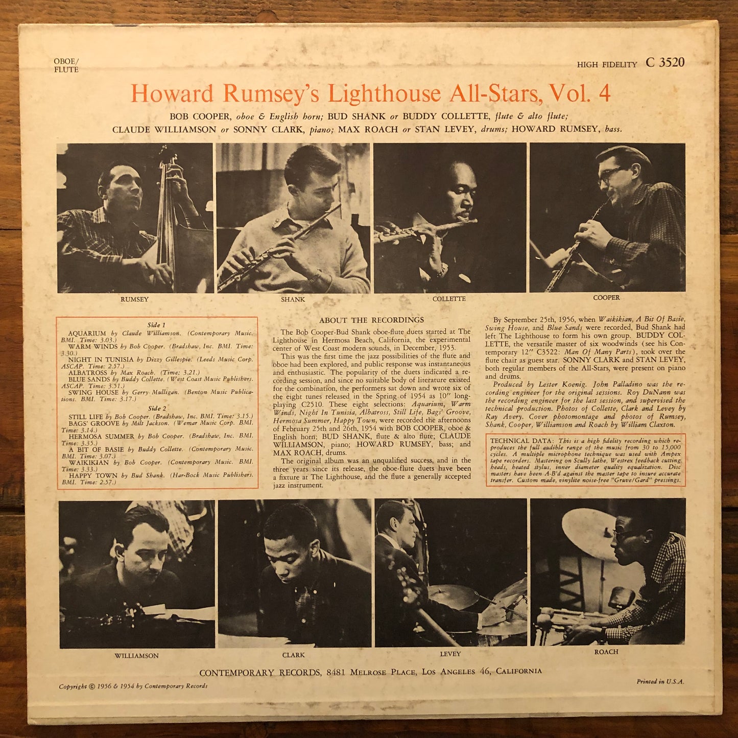 Howard Rumsey's Lighthouse All-Stars, "Volume 4: Oboe/Flute" (Mono) [Used]