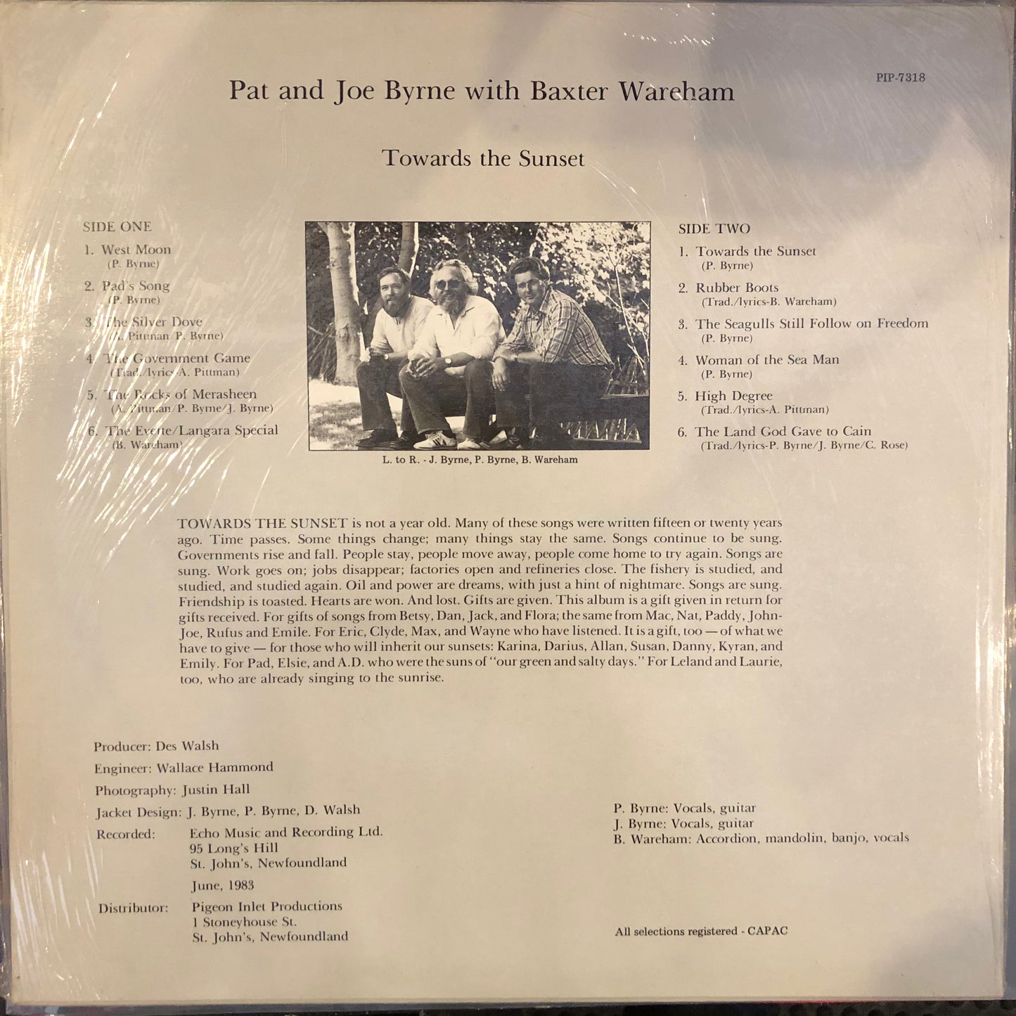 Pat and Joe Byrne with Baxter Wareham, "Towards the Sunset" [Used]